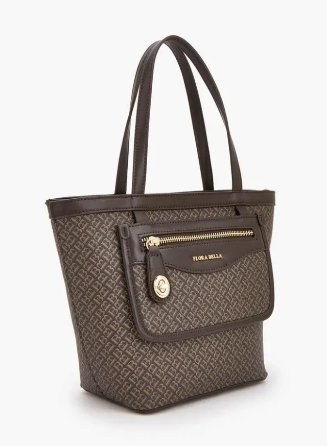 Monogram Print Tote Bag With Front Pocket – صورة 2