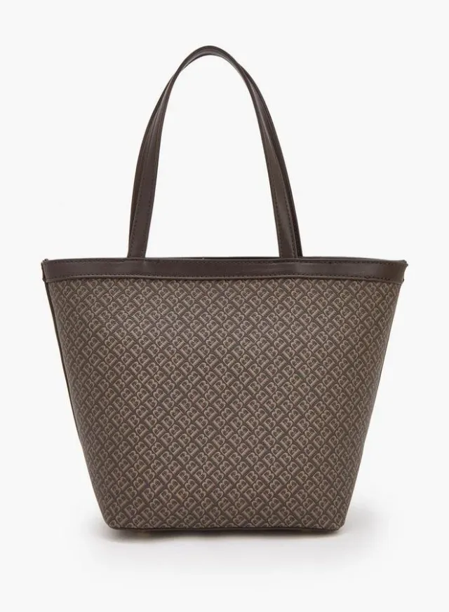 Monogram Print Tote Bag With Front Pocket – صورة 4