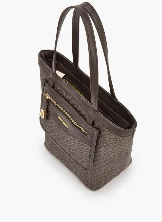 Monogram Print Tote Bag With Front Pocket – صورة 5