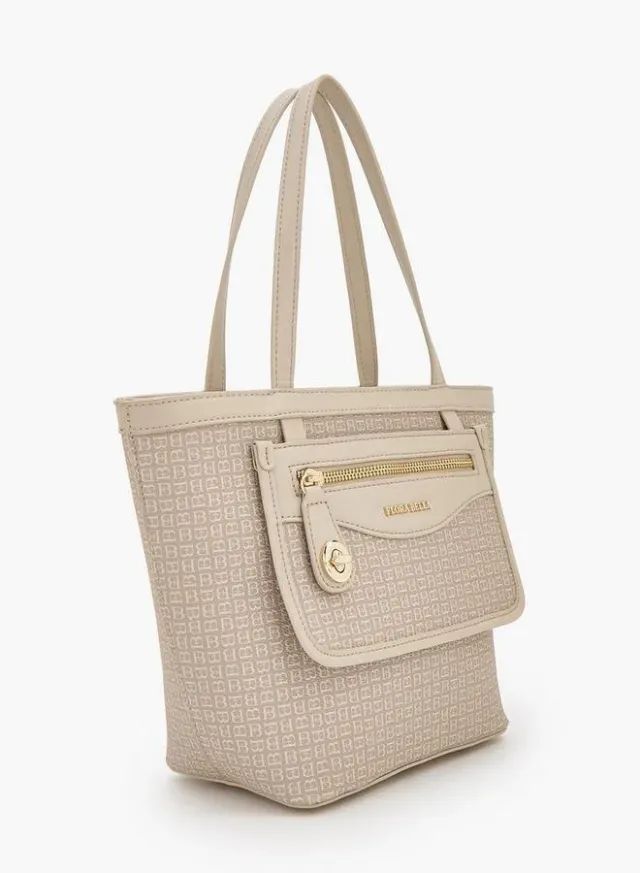 Monogram Print Tote Bag With Front Pocket – صورة 2