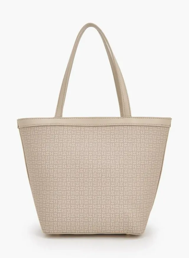 Monogram Print Tote Bag With Front Pocket – صورة 4