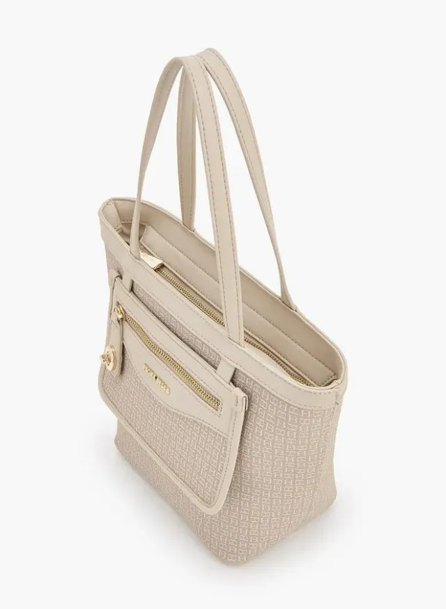 Monogram Print Tote Bag With Front Pocket – صورة 5