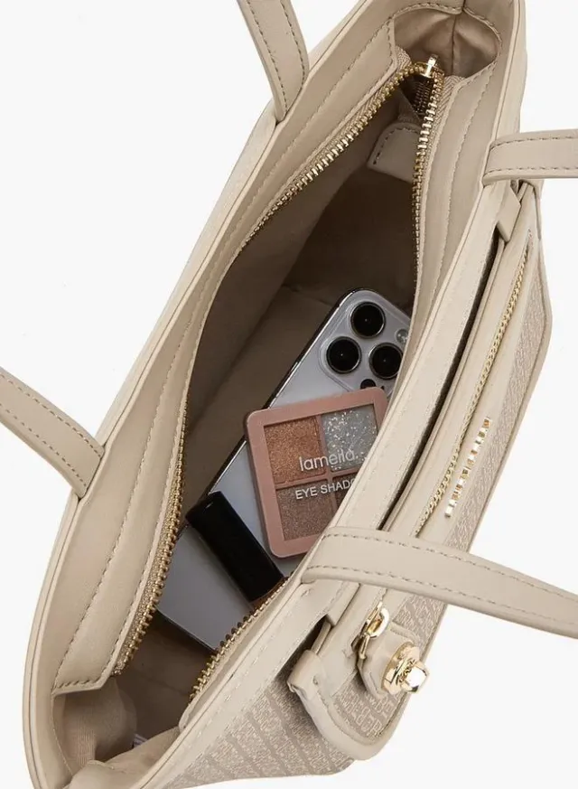 Monogram Print Tote Bag With Front Pocket – صورة 7
