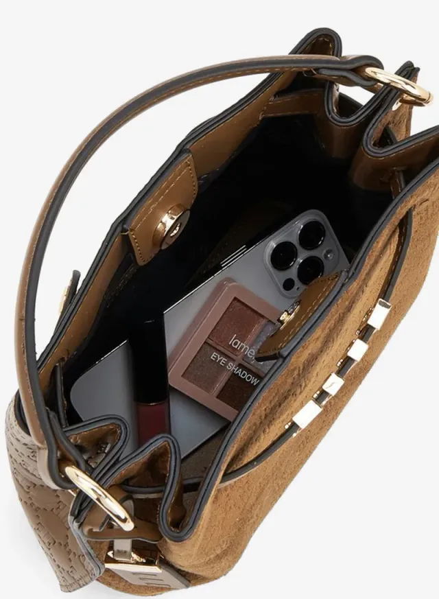 Suede Crossbody Bag With Detachable Strap – صورة 7
