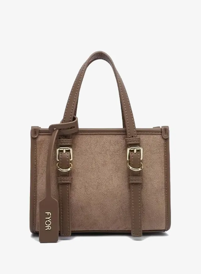 Buckled Suede-Finish Mini Tote DR 015