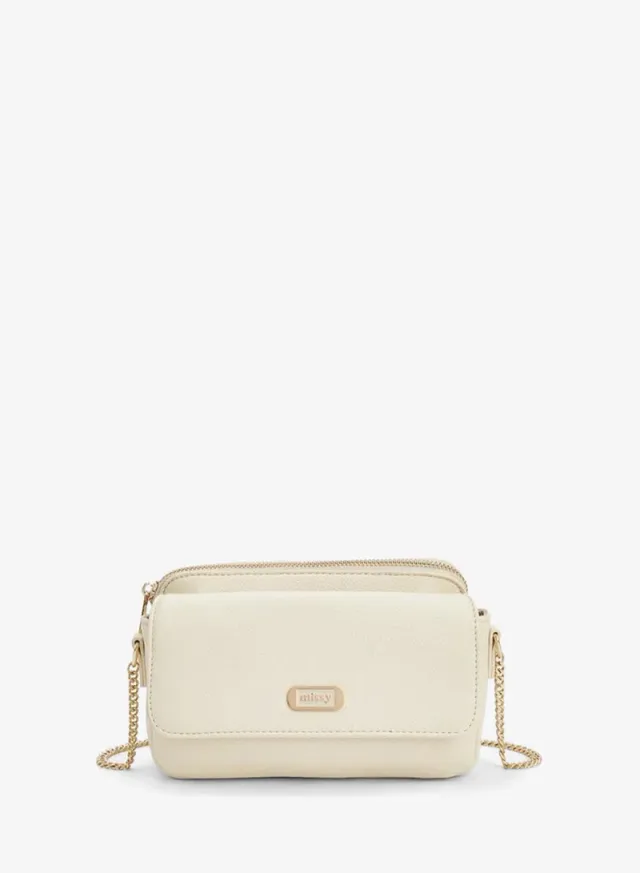 Textured Crossbody Bag With Chain Strap