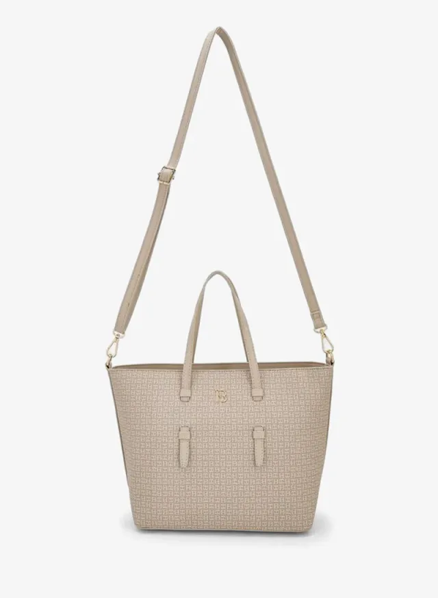 Monogram Print Tote Bag With Detachable Strap – صورة 2