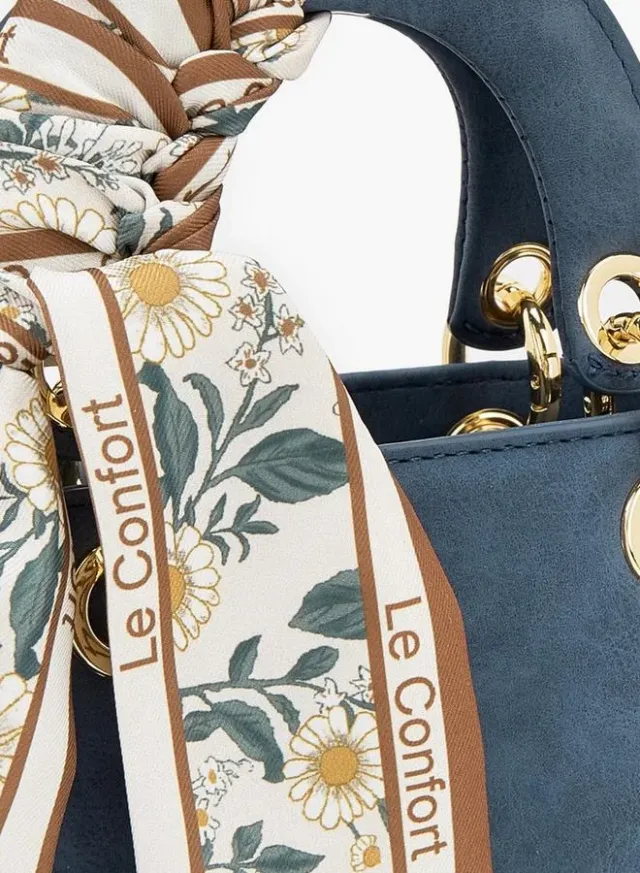 Textured Mini Tote Bag With Scarf Accent – صورة 4