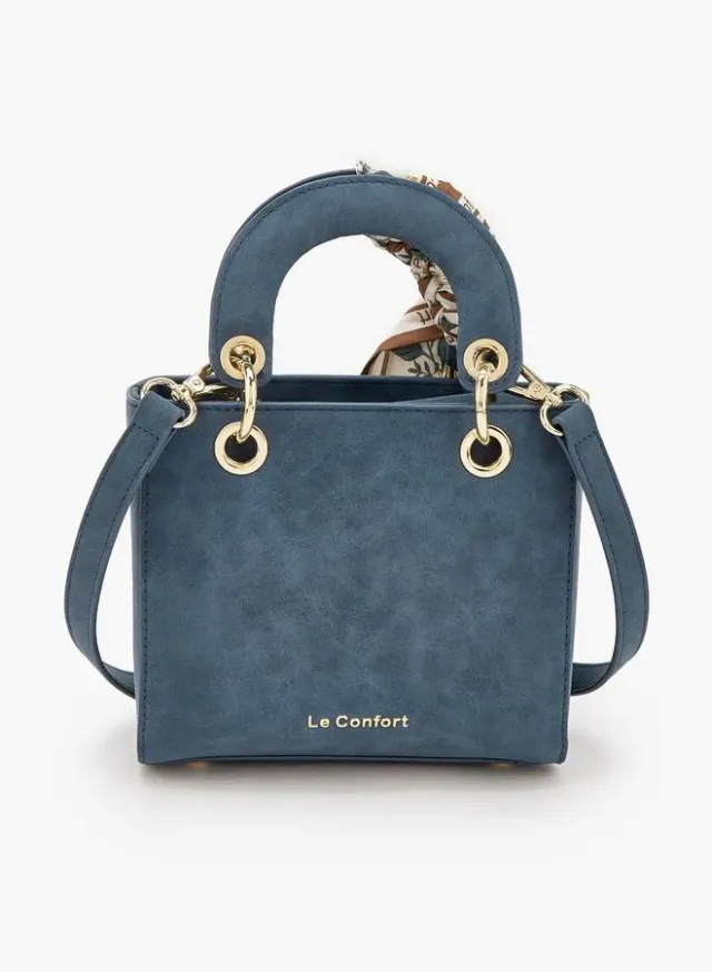 Textured Mini Tote Bag With Scarf Accent – صورة 5