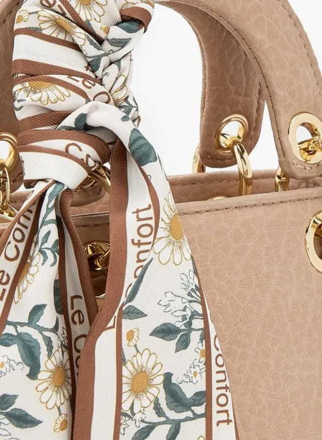 Textured Mini Tote Bag With Scarf Accent – صورة 4