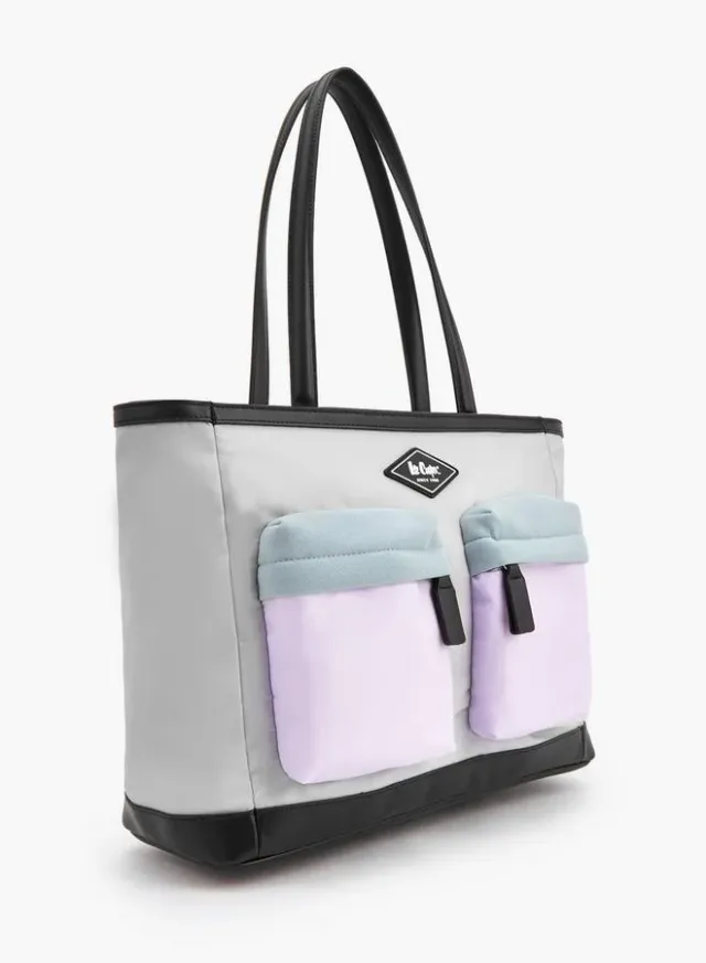 Colourblock School Tote Bag With Zip Closure - 40x14x31 CM – صورة 2