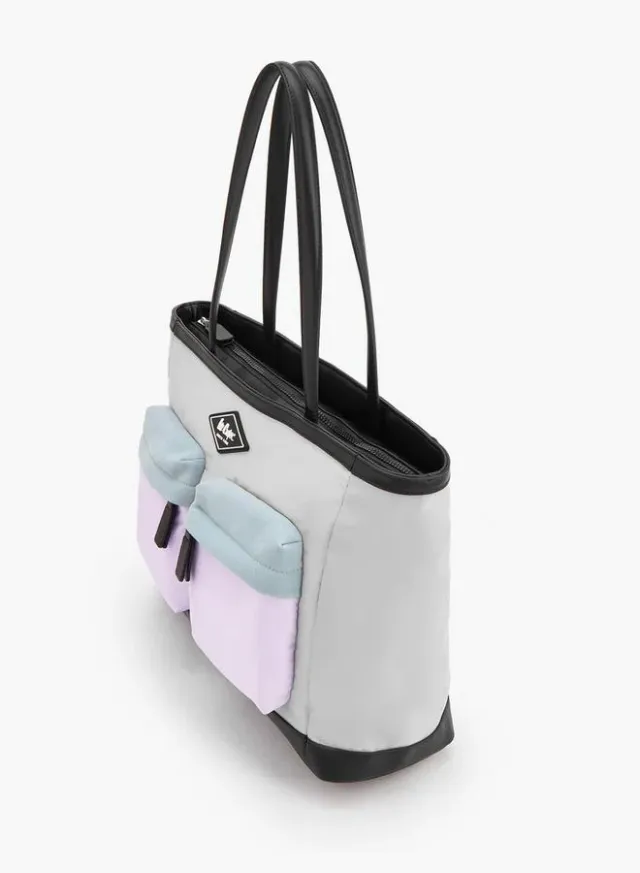 Colourblock School Tote Bag With Zip Closure - 40x14x31 CM – صورة 5