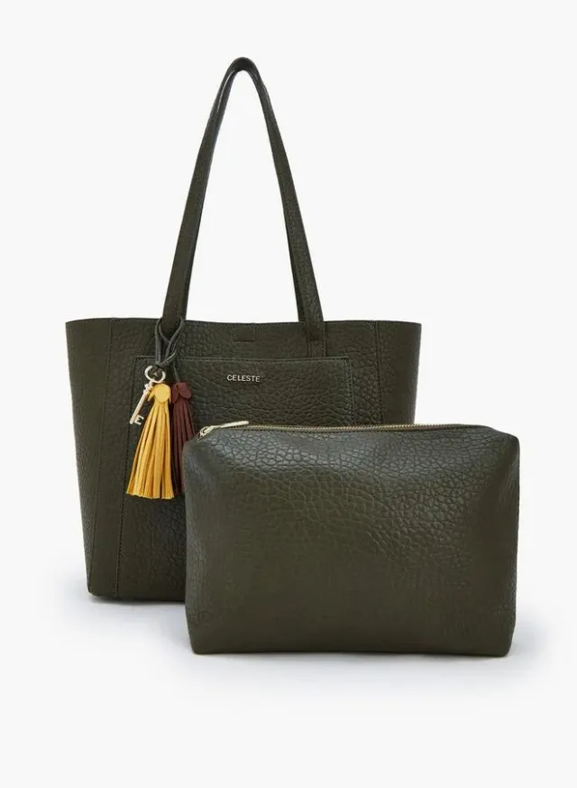 Textured School Tote Bag With Pouch - 37x13.5x28 CM