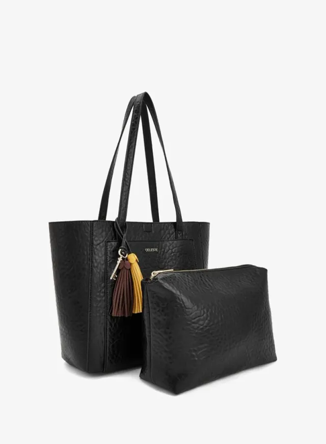 Textured School Tote Bag With Pouch - 37x13.5x28 CM – صورة 3