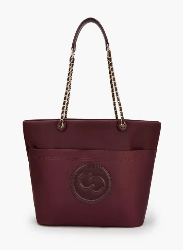 Logo Embossed School Tote Bag With Zip Closure - 31x16x31 CM