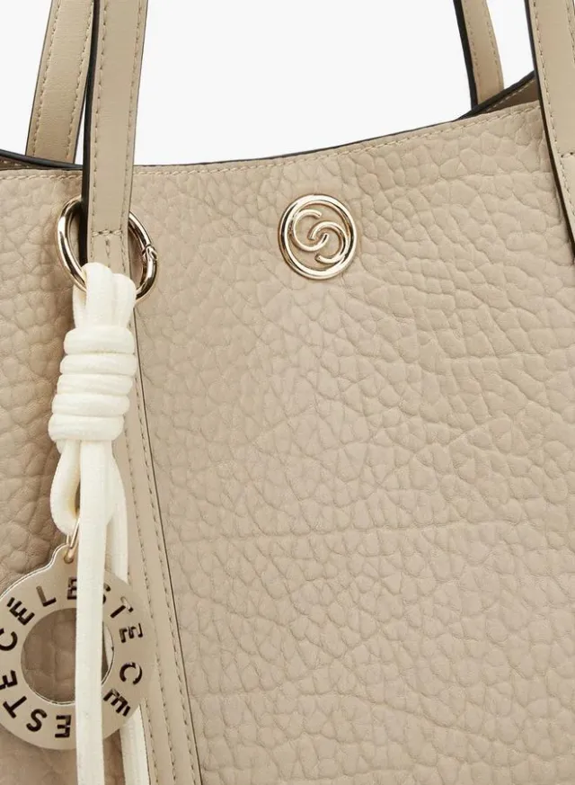 Textured Tote Bag With Pouch – صورة 10