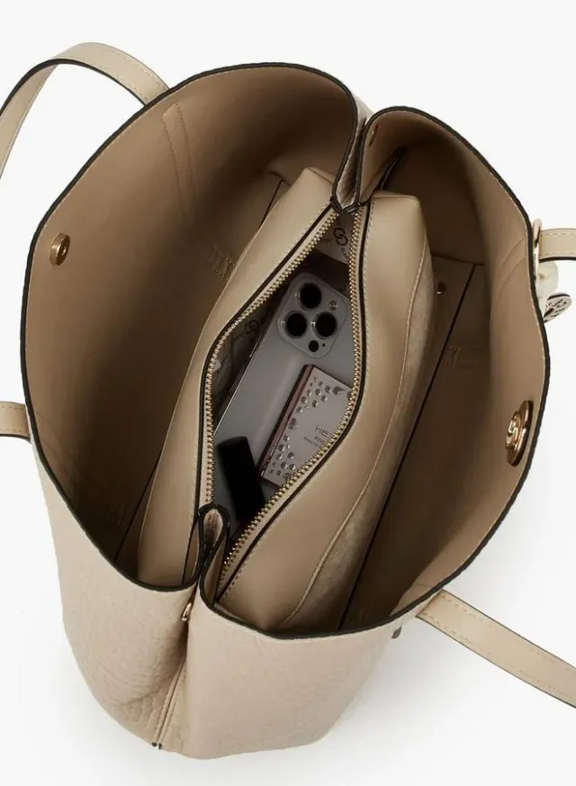 Textured Tote Bag With Pouch – صورة 11