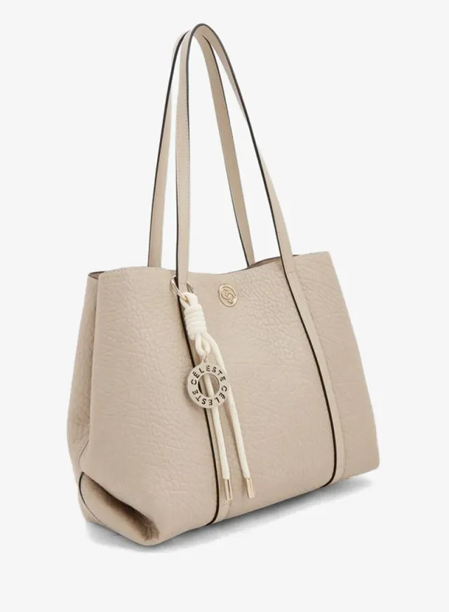 Textured Tote Bag With Pouch – صورة 4