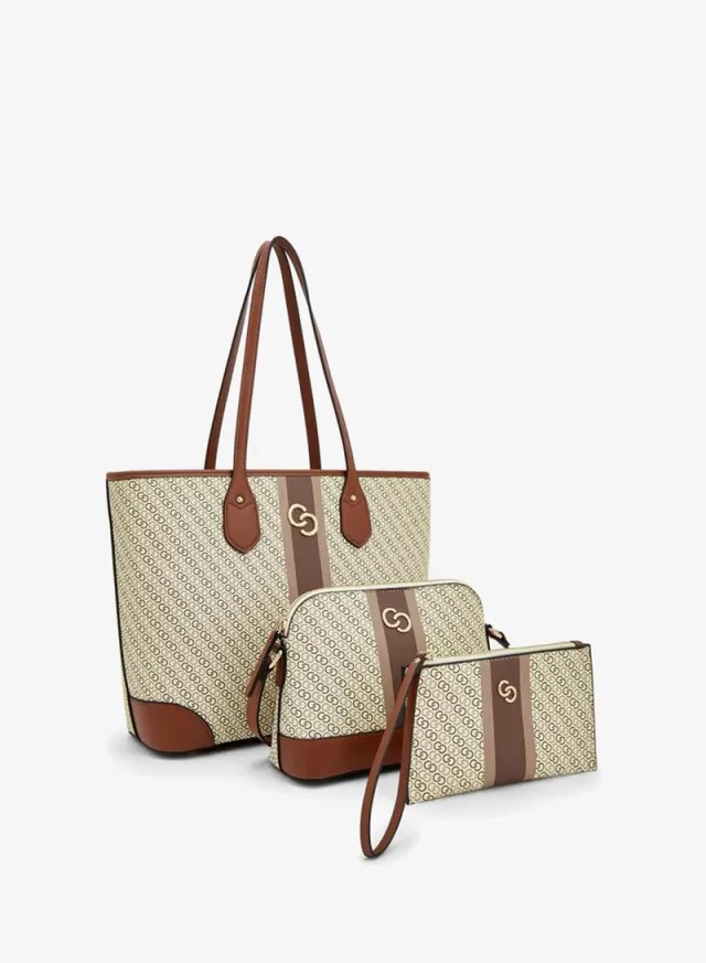Monogram Tote Bag With Crossbody Bag And Pouch – صورة 2