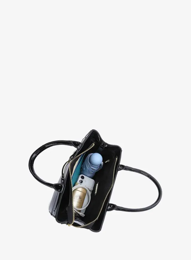 Stylish Patent Belted Tote Bag DR 003 – صورة 4