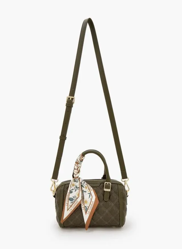 Quilted Tote Bag With Scarf Accent – صورة 2