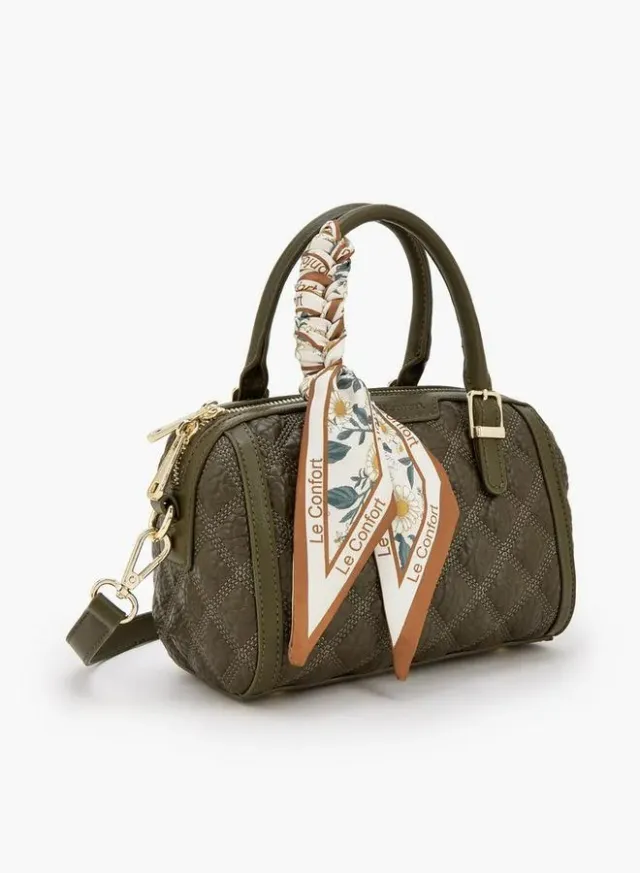 Quilted Tote Bag With Scarf Accent – صورة 3