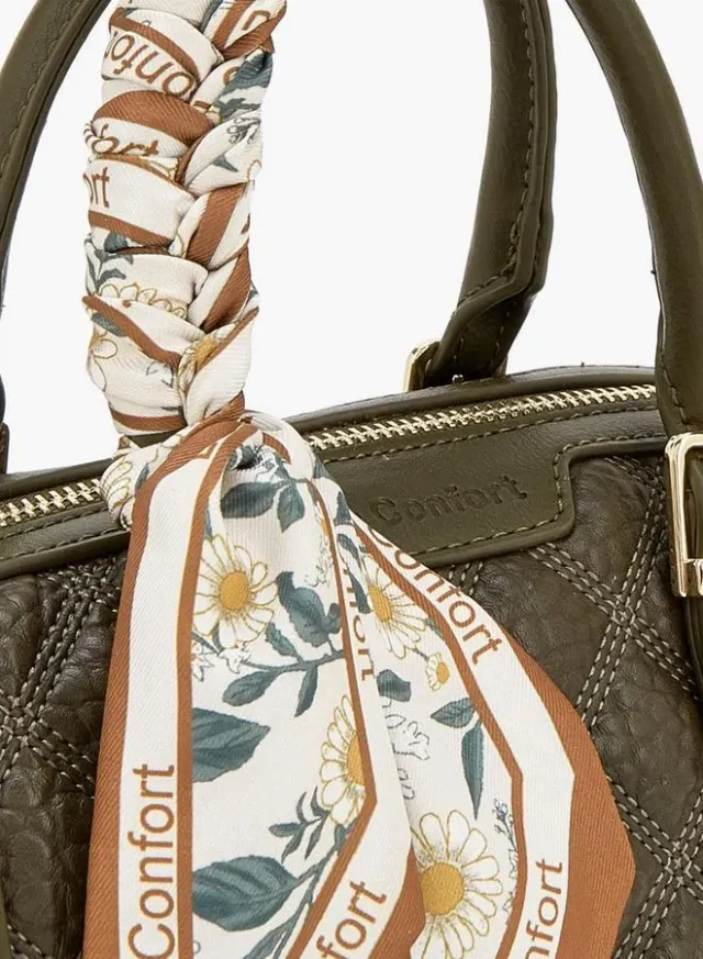 Quilted Tote Bag With Scarf Accent – صورة 4
