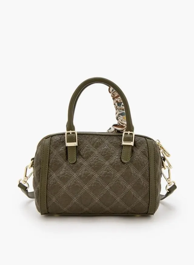 Quilted Tote Bag With Scarf Accent – صورة 5