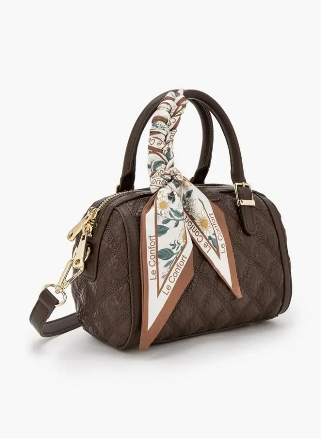 Quilted Tote Bag With Scarf Accent – image 3
