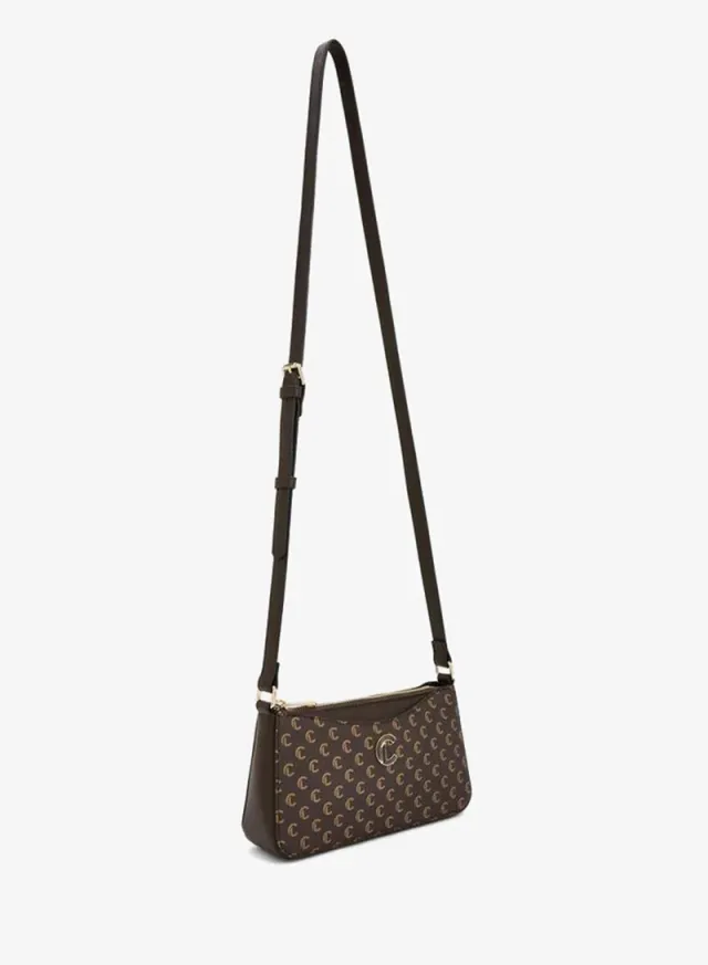 Monogram Print Crossbody Bag With Zip Closure – صورة 2