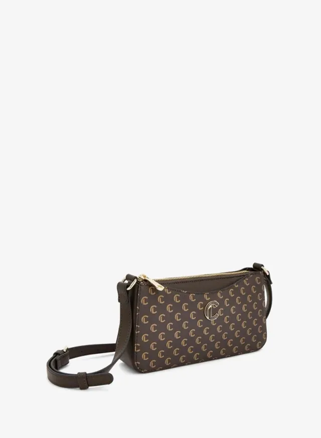 Monogram Print Crossbody Bag With Zip Closure – صورة 3