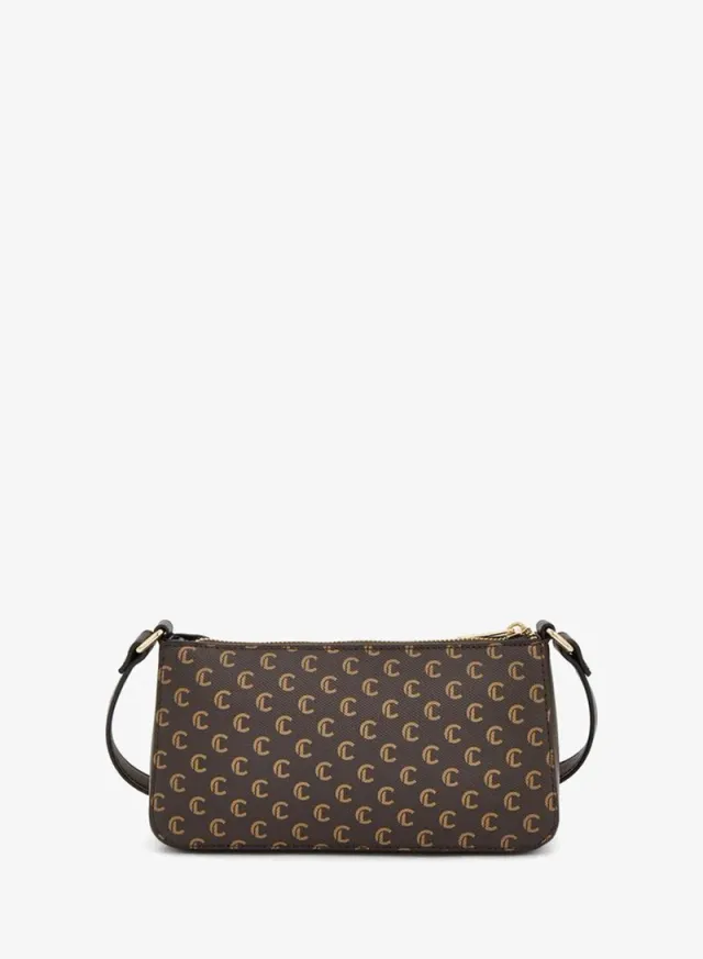Monogram Print Crossbody Bag With Zip Closure – صورة 4