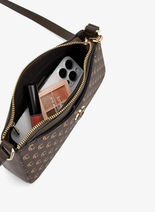 Monogram Print Crossbody Bag With Zip Closure – صورة 7