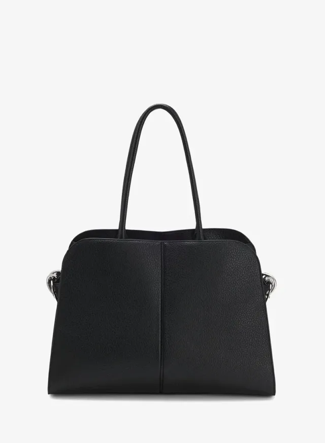 Faux-leather tote bag with embossed logo