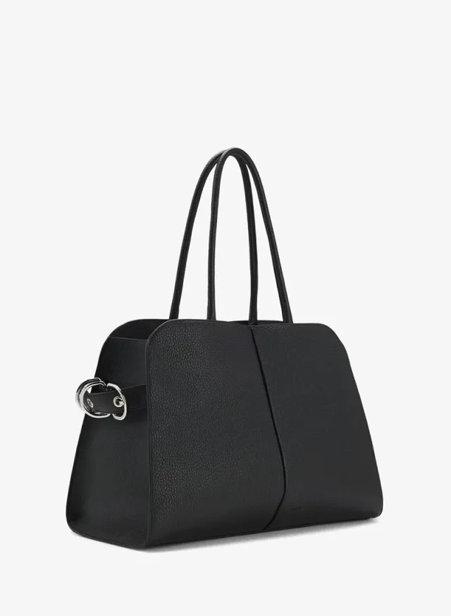 Faux-leather tote bag with embossed logo – صورة 2