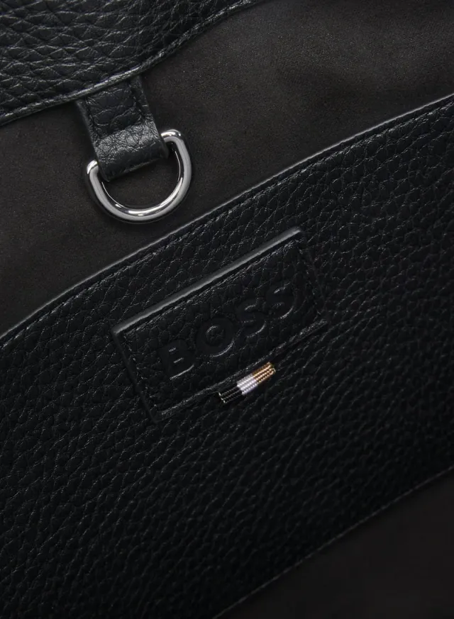 Faux-leather tote bag with embossed logo – صورة 4