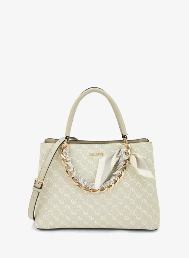 Monogram Print Tote Bag With Detachable Strap