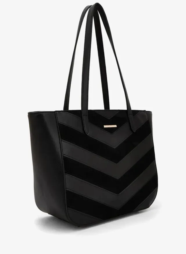 Chevron Textured Tote Bag With Zipper Closure – صورة 3