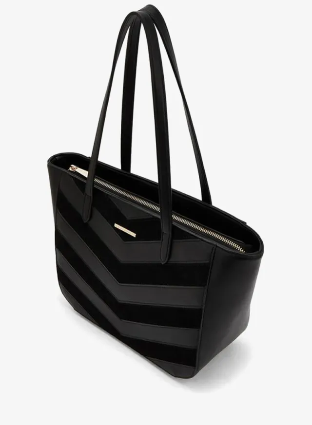Chevron Textured Tote Bag With Zipper Closure – صورة 5