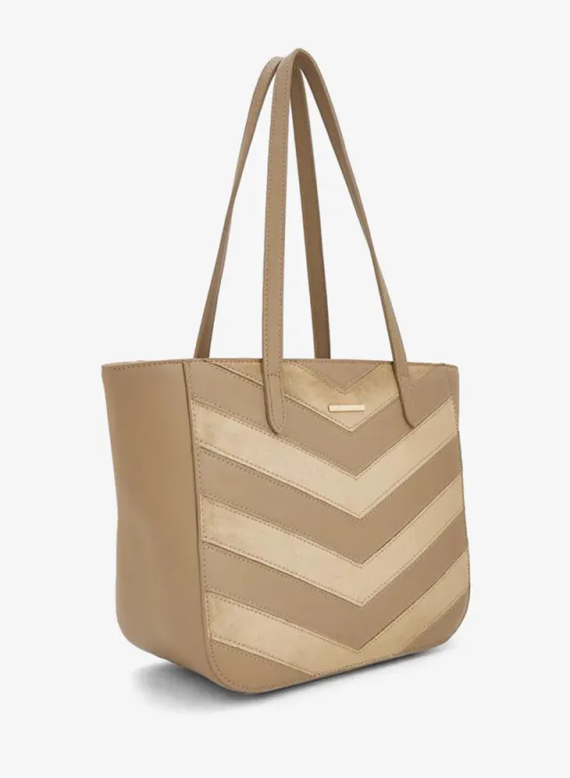 Chevron Textured Tote Bag With Zipper Closure – صورة 3