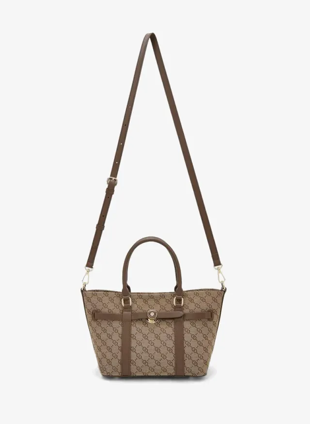 Monogram Print Tote Bag With Pouch – صورة 3
