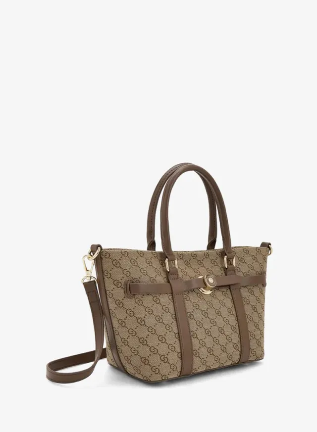 Monogram Print Tote Bag With Pouch – صورة 5