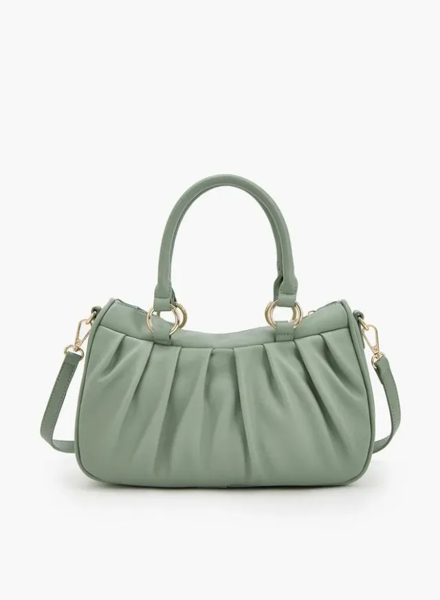 Pleated Tote Bag With Detachable Strap – صورة 5
