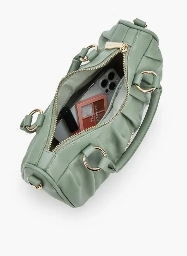 Pleated Tote Bag With Detachable Strap – صورة 7