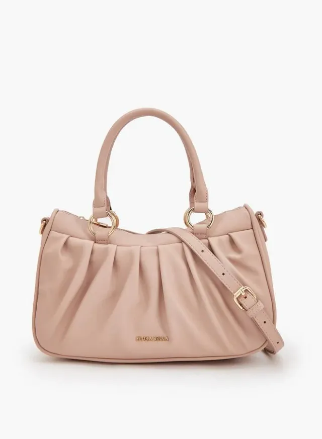 Pleated Tote Bag With Detachable Strap