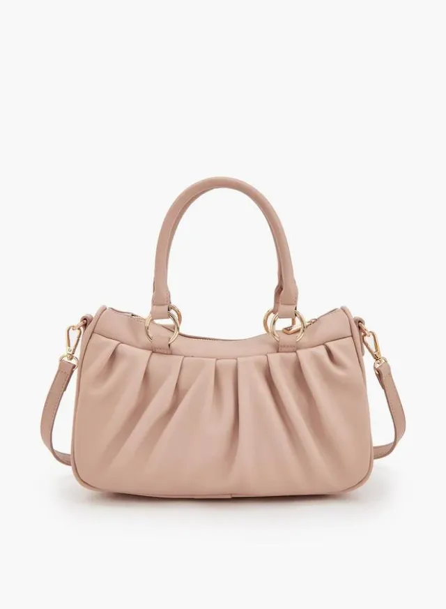 Pleated Tote Bag With Detachable Strap – صورة 5
