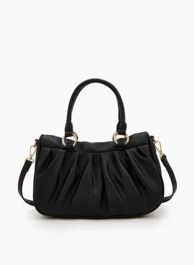 Pleated Tote Bag With Detachable Strap – صورة 5