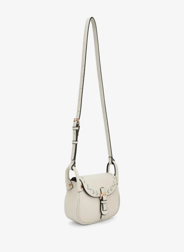 Embroidered Flap Crossbody Bag With Button Closure – صورة 2