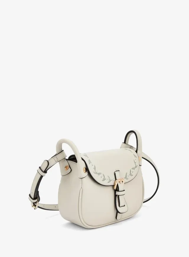 Embroidered Flap Crossbody Bag With Button Closure – صورة 3