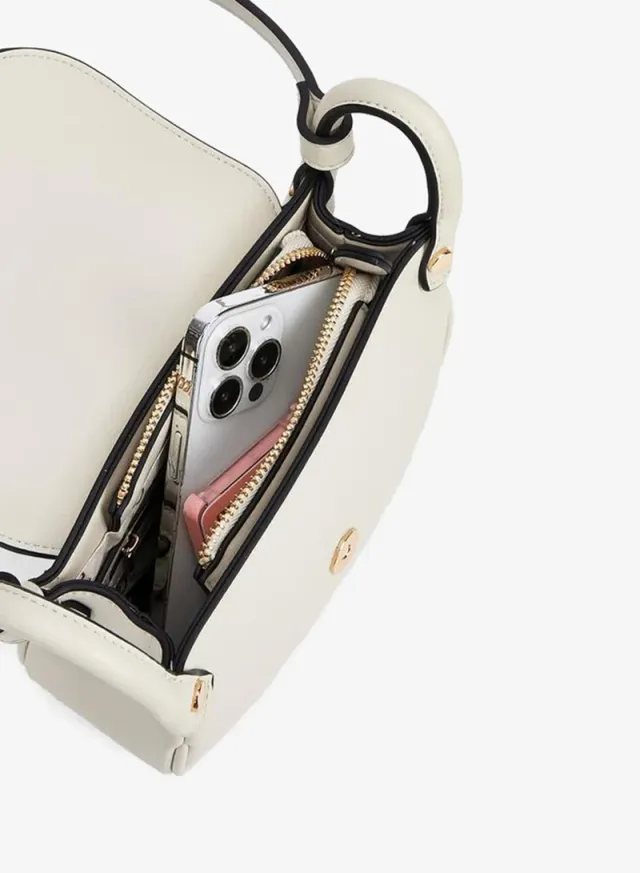 Embroidered Flap Crossbody Bag With Button Closure – صورة 7